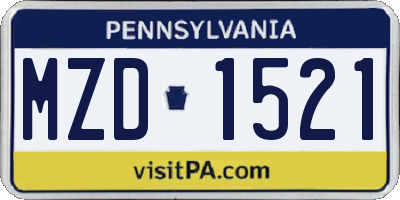 PA license plate MZD1521