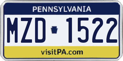 PA license plate MZD1522