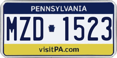 PA license plate MZD1523