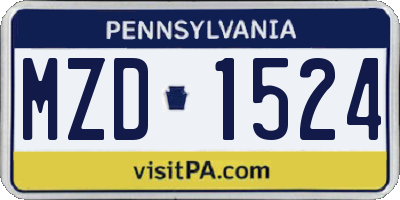 PA license plate MZD1524