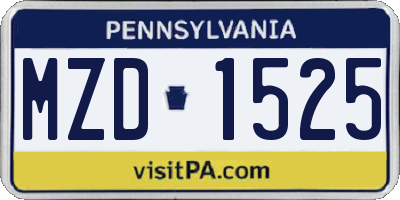 PA license plate MZD1525