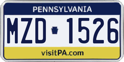 PA license plate MZD1526