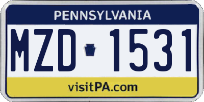 PA license plate MZD1531