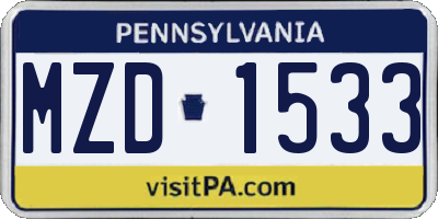 PA license plate MZD1533