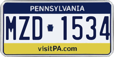 PA license plate MZD1534