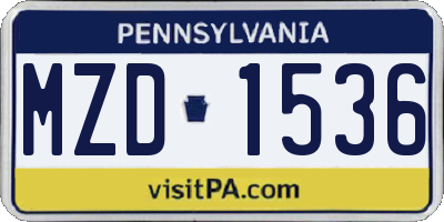 PA license plate MZD1536