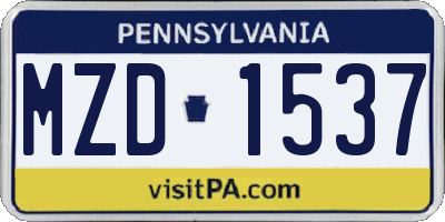 PA license plate MZD1537