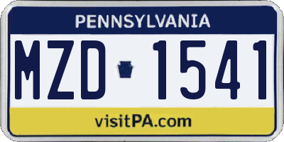 PA license plate MZD1541