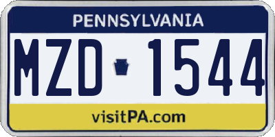 PA license plate MZD1544