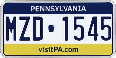 PA license plate MZD1545