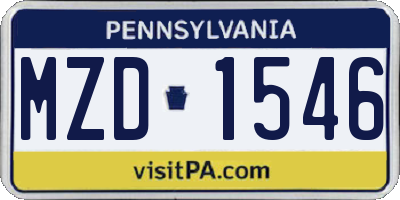 PA license plate MZD1546