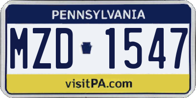 PA license plate MZD1547