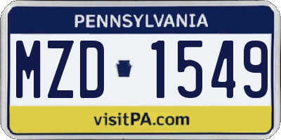 PA license plate MZD1549