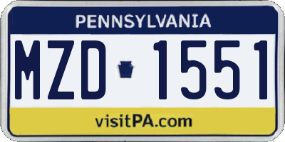 PA license plate MZD1551