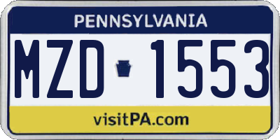PA license plate MZD1553