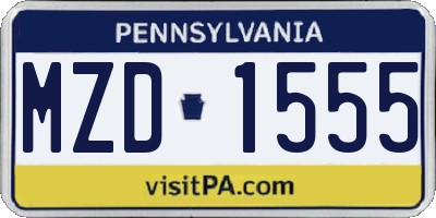 PA license plate MZD1555