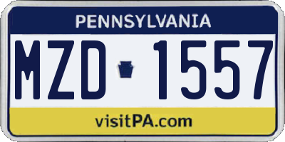 PA license plate MZD1557