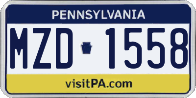 PA license plate MZD1558