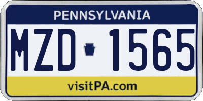 PA license plate MZD1565