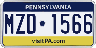 PA license plate MZD1566