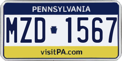 PA license plate MZD1567