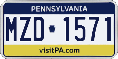 PA license plate MZD1571