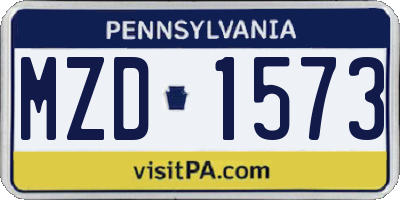 PA license plate MZD1573