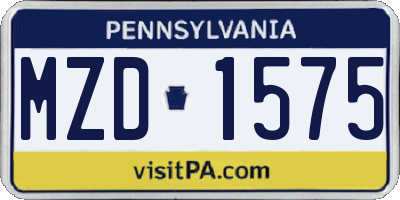 PA license plate MZD1575