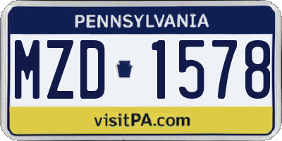 PA license plate MZD1578