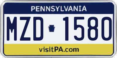 PA license plate MZD1580