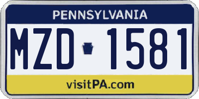 PA license plate MZD1581