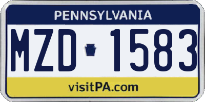 PA license plate MZD1583