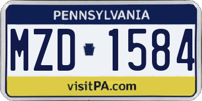 PA license plate MZD1584