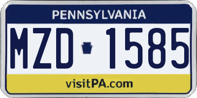 PA license plate MZD1585
