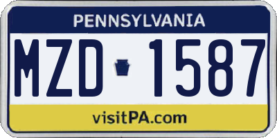 PA license plate MZD1587