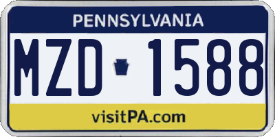PA license plate MZD1588