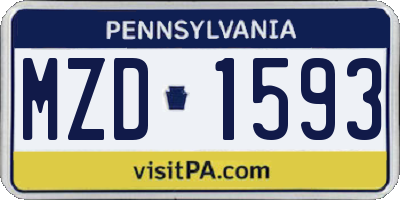 PA license plate MZD1593