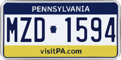 PA license plate MZD1594