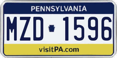 PA license plate MZD1596