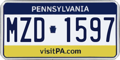 PA license plate MZD1597