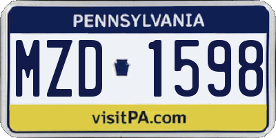 PA license plate MZD1598