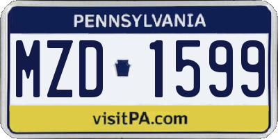PA license plate MZD1599