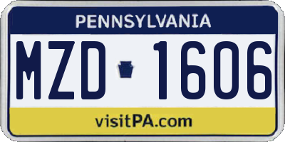 PA license plate MZD1606
