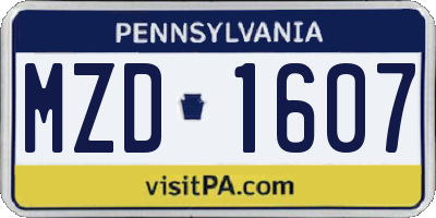 PA license plate MZD1607