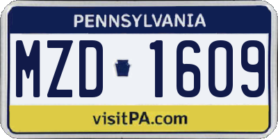 PA license plate MZD1609