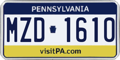 PA license plate MZD1610