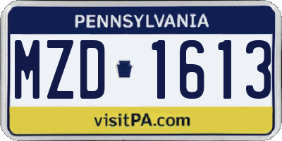 PA license plate MZD1613