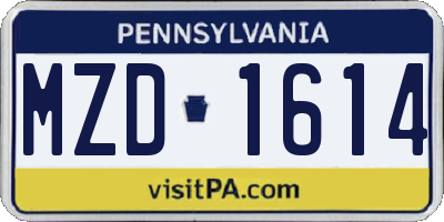 PA license plate MZD1614