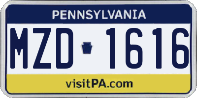 PA license plate MZD1616