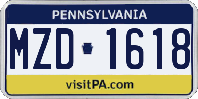 PA license plate MZD1618